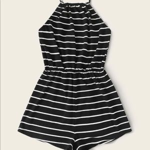 Stripped cotton romper